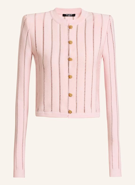 BALMAIN Kurzer Cardigan aus Fléchage-Gewebe ROSA