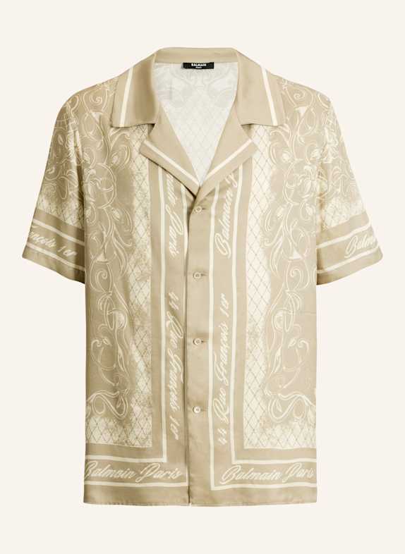 BALMAIN Bedrucktes Foulard Pyjamahemd KHAKI