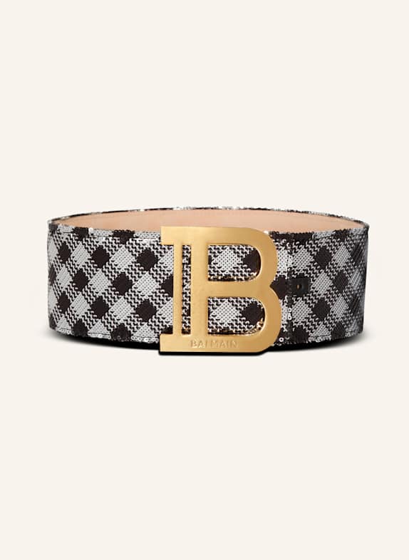 BALMAIN Gürtel B-Belt mit karierter Stickerei SCHWARZ