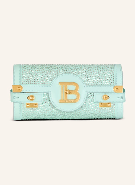 BALMAIN Pochette B-Buzz 23 aus Wildleder und Strass BLAU