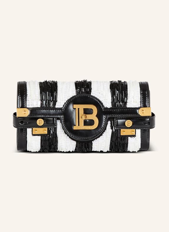 BALMAIN Pochette B-Buzz 23 mit aufgestickten Streifen SCHWARZ