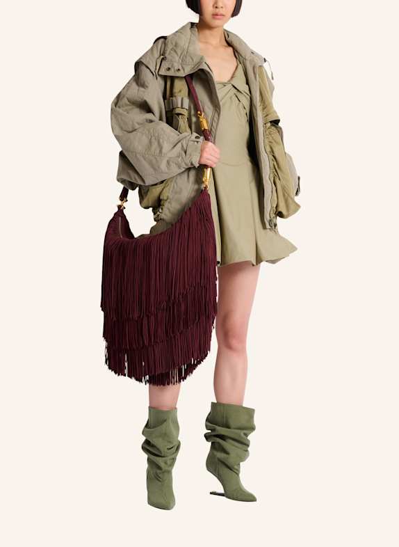 BALMAIN Große Hobo Bag Ébène aus Wildleder mit Fransen BRAUN