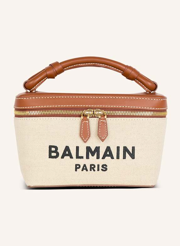 BALMAIN Beautycase B-Army aus Canvas und Leder BEIGE