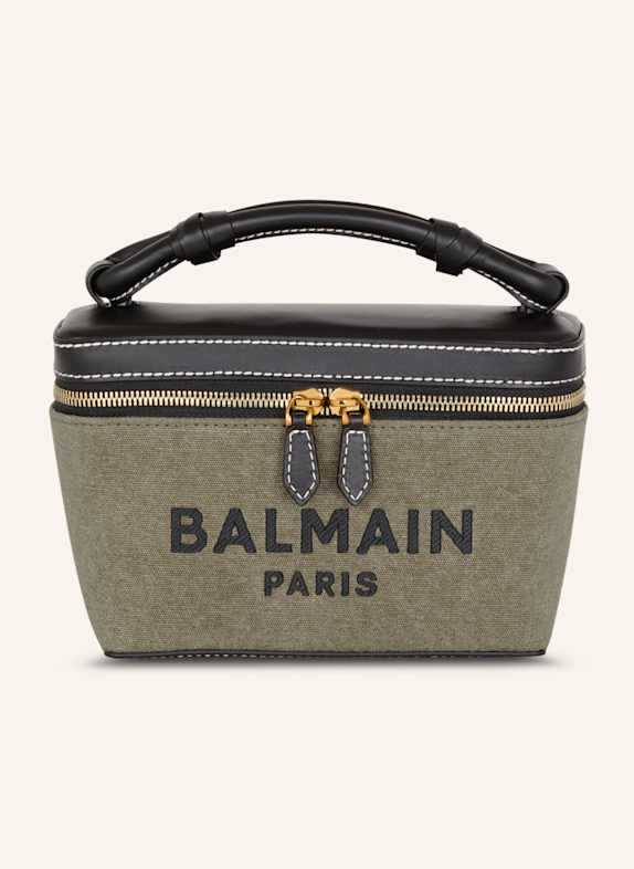 BALMAIN Beautycase B-Army aus Canvas und Leder KHAKI