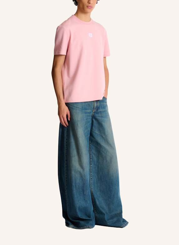 BALMAIN T-Shirt mit aufgesticktem Logo ROSA