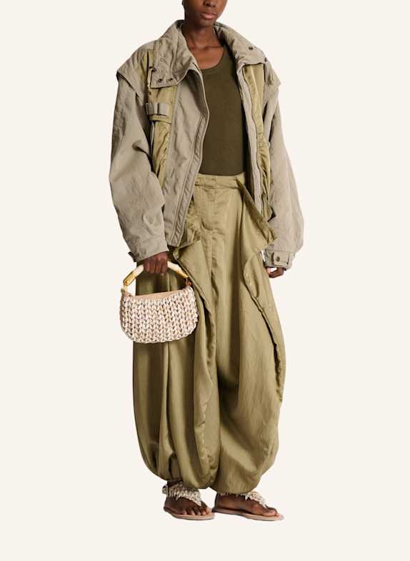 BALMAIN Mini-Tasche Ébène aus Wildleder und Muscheln KHAKI