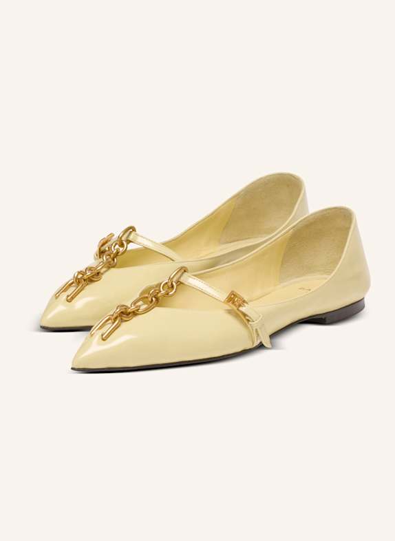 BALMAIN Ballerinas Sync aus glänzendem Lammleder GELB