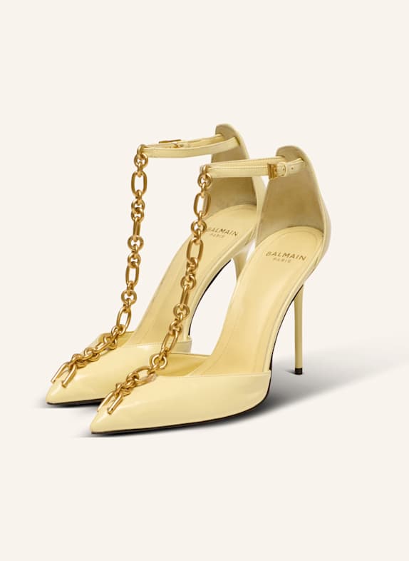 BALMAIN Pumps Sync aus glänzendem Lammleder GELB