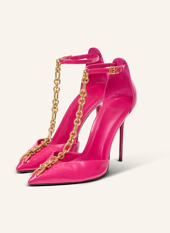 BALMAIN Pumps Sync aus glänzendem Lammleder ROSA