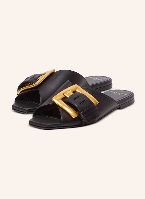 BALMAIN Flache Sandalen Anthem aus Kalbsleder SCHWARZ