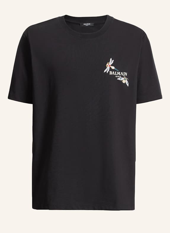 BALMAIN Besticktes Balmain Insect T-Shirt SCHWARZ