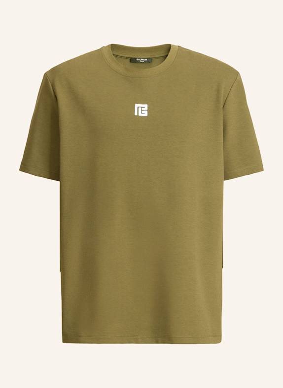 BALMAIN T-Shirt mit aufgesticktem Logo GRÜN
