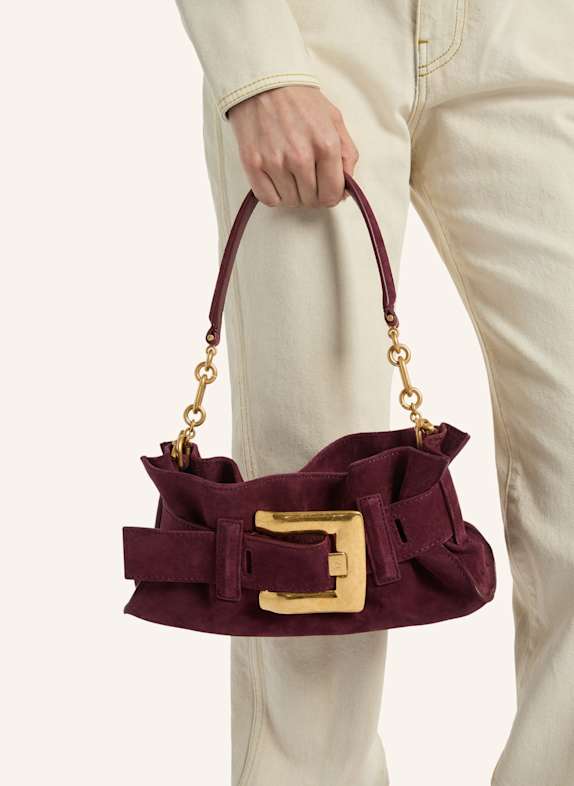 BALMAIN Anthem Mini-Tasche aus Wildleder ROT