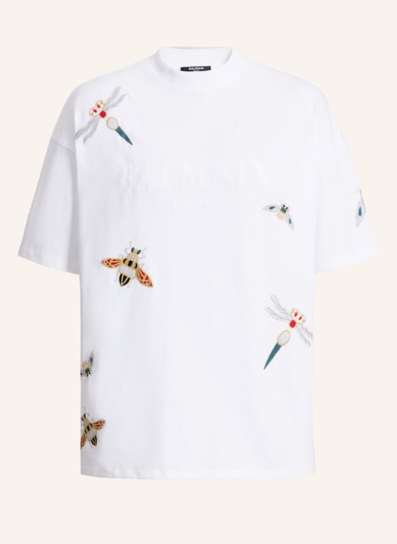 BALMAIN Besticktes Balmain Insect T-Shirt WEISS