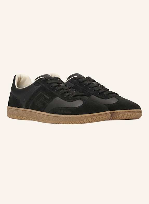 BALMAIN Balmain Swan Sneakers aus Glattleder und Wildleder SCHWARZ