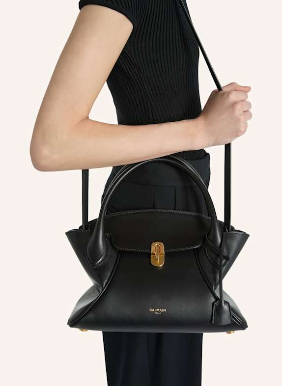 BALMAIN Kleine Pulse Day Tasche aus Glattleder SCHWARZ