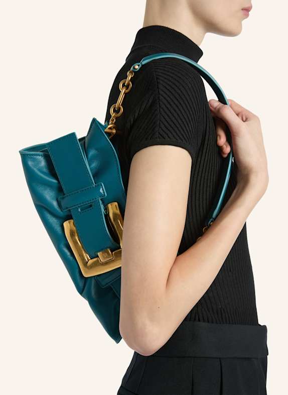BALMAIN Anthem Mini-Tasche aus Glattleder BLAU