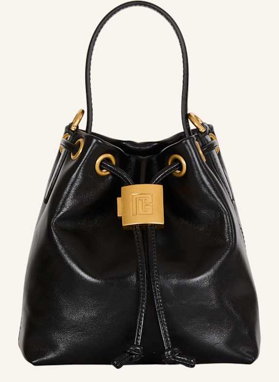 BALMAIN Pulse Bucket Tasche aus Glattleder SCHWARZ