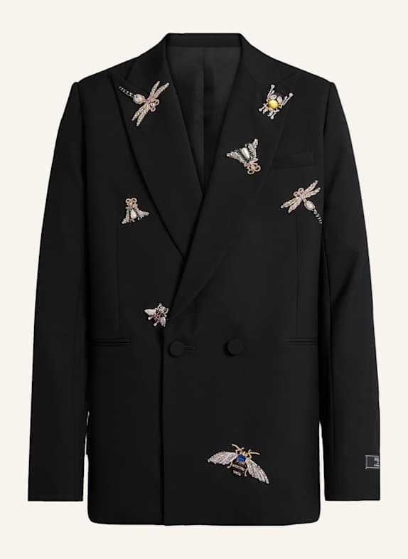 BALMAIN Bestickte Balmain Insect Jacke aus Wolle und Kristallen SCHWARZ