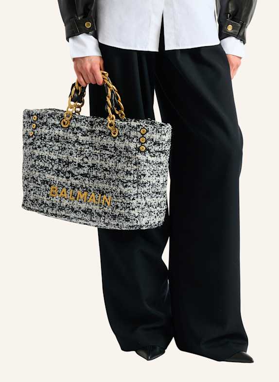 BALMAIN 1945 Soft Shopper aus Tweed SCHWARZ