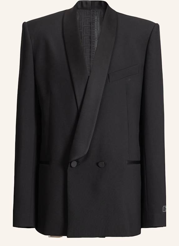 BALMAIN Jacke mit zwei Knöpfen aus Wolle und Satin SCHWARZ