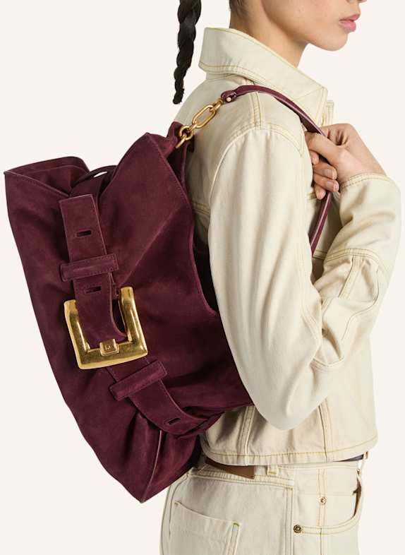 BALMAIN Mittelgroße Anthem Tasche aus Wildleder ROT