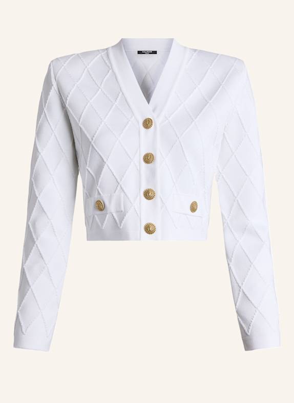 BALMAIN Kurzer Cardigan WEISS