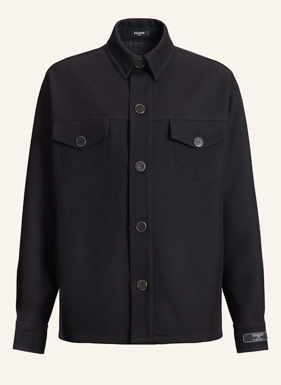 BALMAIN Überhemd aus Wolltwill SCHWARZ