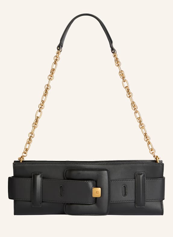 BALMAIN Anthem Clutch aus Glattleder SCHWARZ