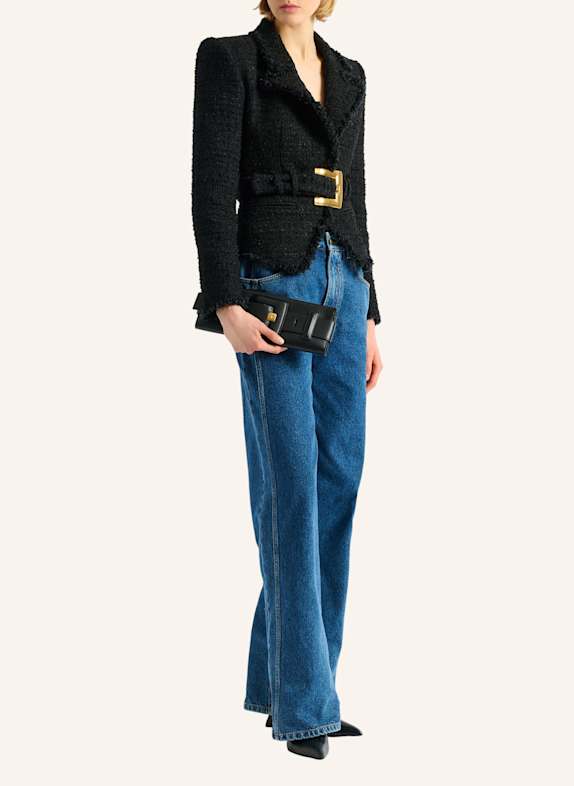 BALMAIN Anthem Clutch aus Glattleder SCHWARZ