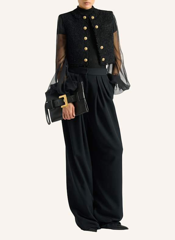 BALMAIN Anthem Clutch aus Glattleder SCHWARZ