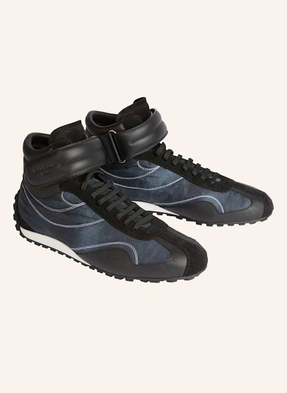 BALMAIN Racing Mid-Top Sneakers aus Nylon und Leder SCHWARZ