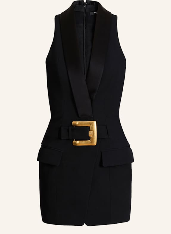 BALMAIN Kurzes Kleid mit Gürtel SCHWARZ