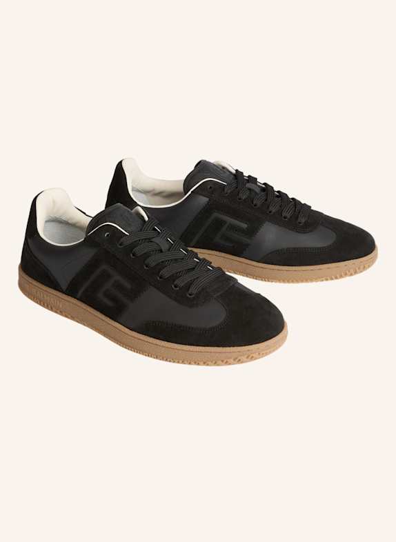 BALMAIN Balmain Swan Sneakers aus Wildleder und Glattleder SCHWARZ
