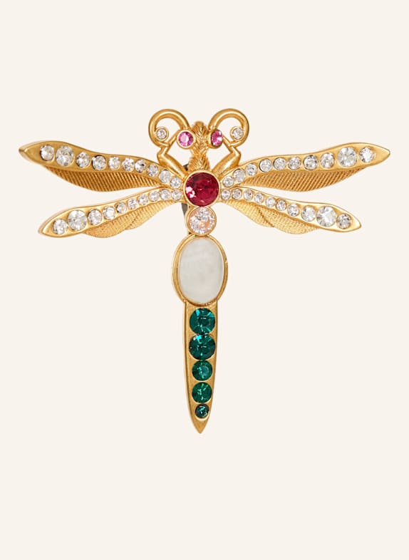 BALMAIN Insect Brosche aus Messing und Kristallen NUDE