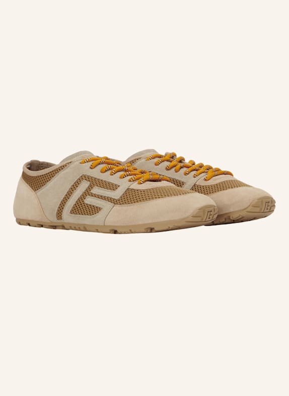 BALMAIN Racer 45 Sneakers aus Mesh und Wildleder KHAKI