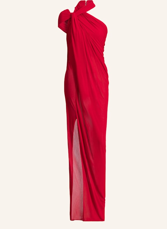 BALMAIN Langes, drapiertes Kleid aus Jersey ROT