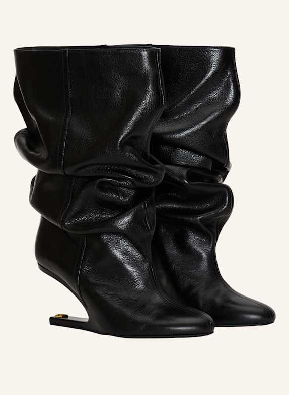 BALMAIN No Wedge Stiefeletten aus texturiertem Leder SCHWARZ
