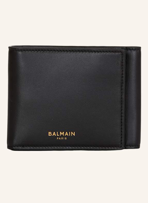 BALMAIN Trifold Geldbörse aus Glattleder SCHWARZ