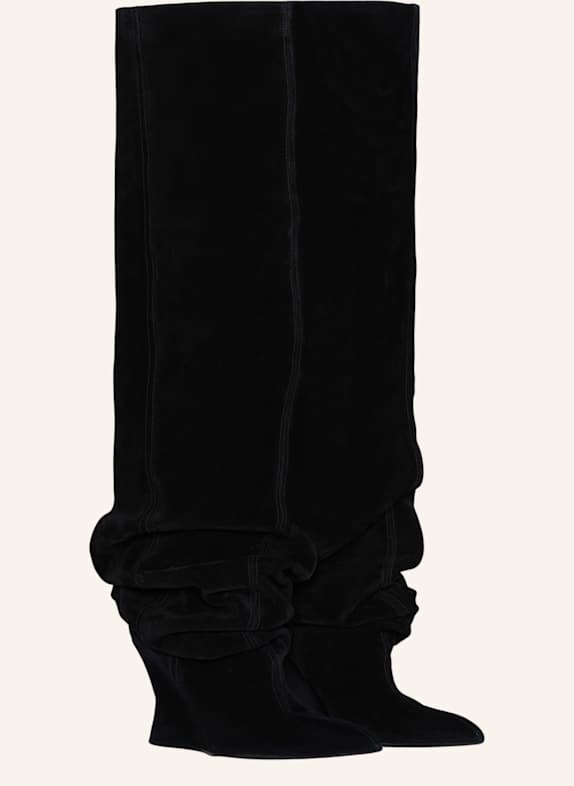 BALMAIN Wedge Overknee-Stiefel aus Wildleder SCHWARZ