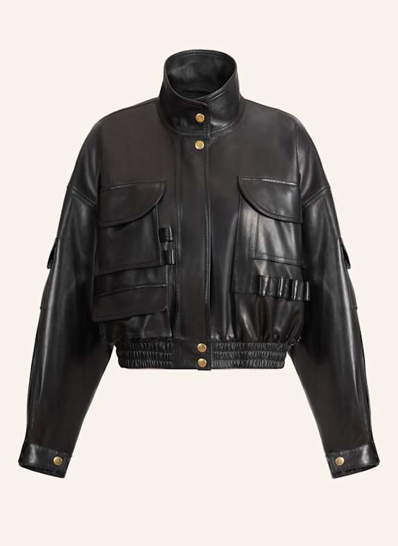 BALMAIN Bomberjacke aus Lammleder SCHWARZ