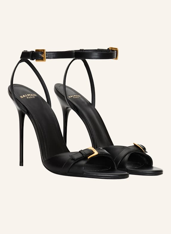 BALMAIN Anthem Sandalen aus Glattleder SCHWARZ