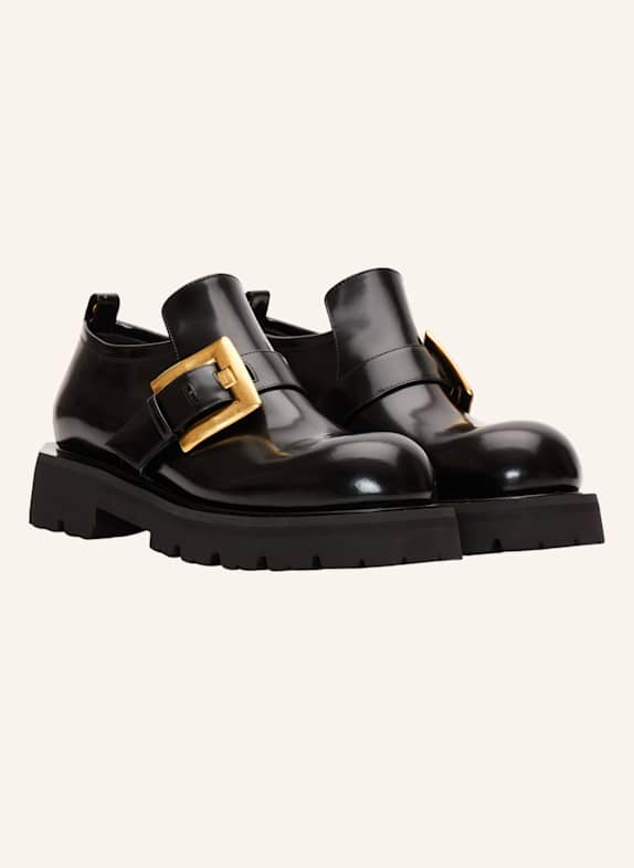 BALMAIN Anthem Mokassins aus glänzendem Leder SCHWARZ