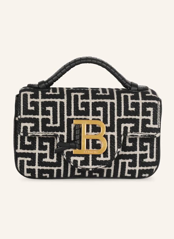 BALMAIN Mini-Tasche B-Buzz aus Monogramm-Jacquard SCHWARZ