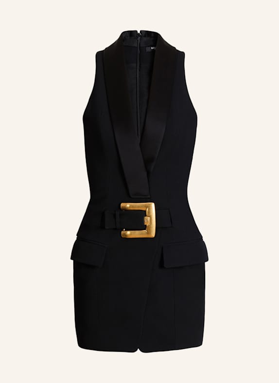 BALMAIN Kurzes Kleid mit Gürtel SCHWARZ