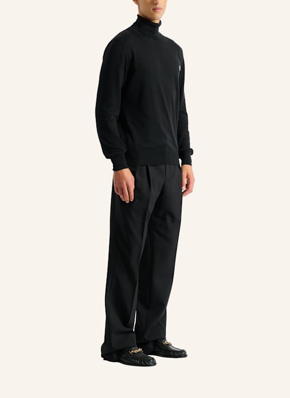 BALMAIN PB Rollkragenpullover aus Baumwolle und Seide SCHWARZ