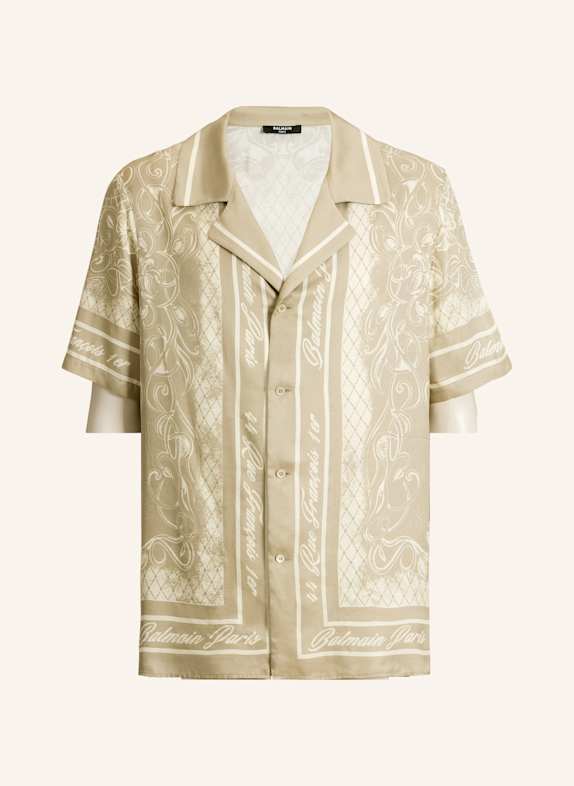 BALMAIN Bedrucktes Foulard Pyjamahemd KHAKI