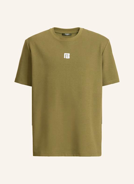 BALMAIN T-Shirt mit aufgesticktem Logo GRÜN