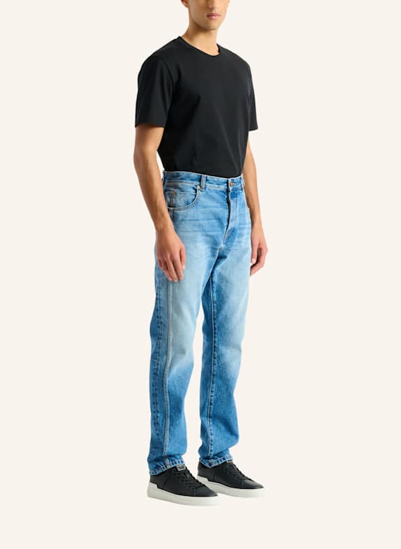 BALMAIN Gerade Jeans aus verwaschenem Denim in Blue BLAU