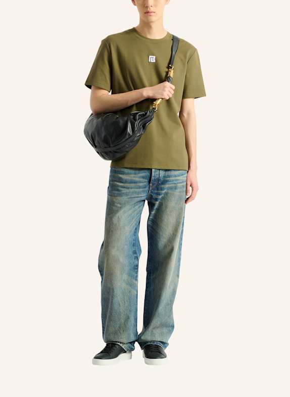 BALMAIN T-Shirt mit aufgesticktem Logo GRÜN